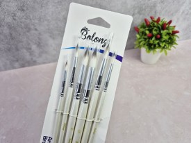 Pack 6 pinceles mgo blanco cerda borde negro BOLONG punta fina